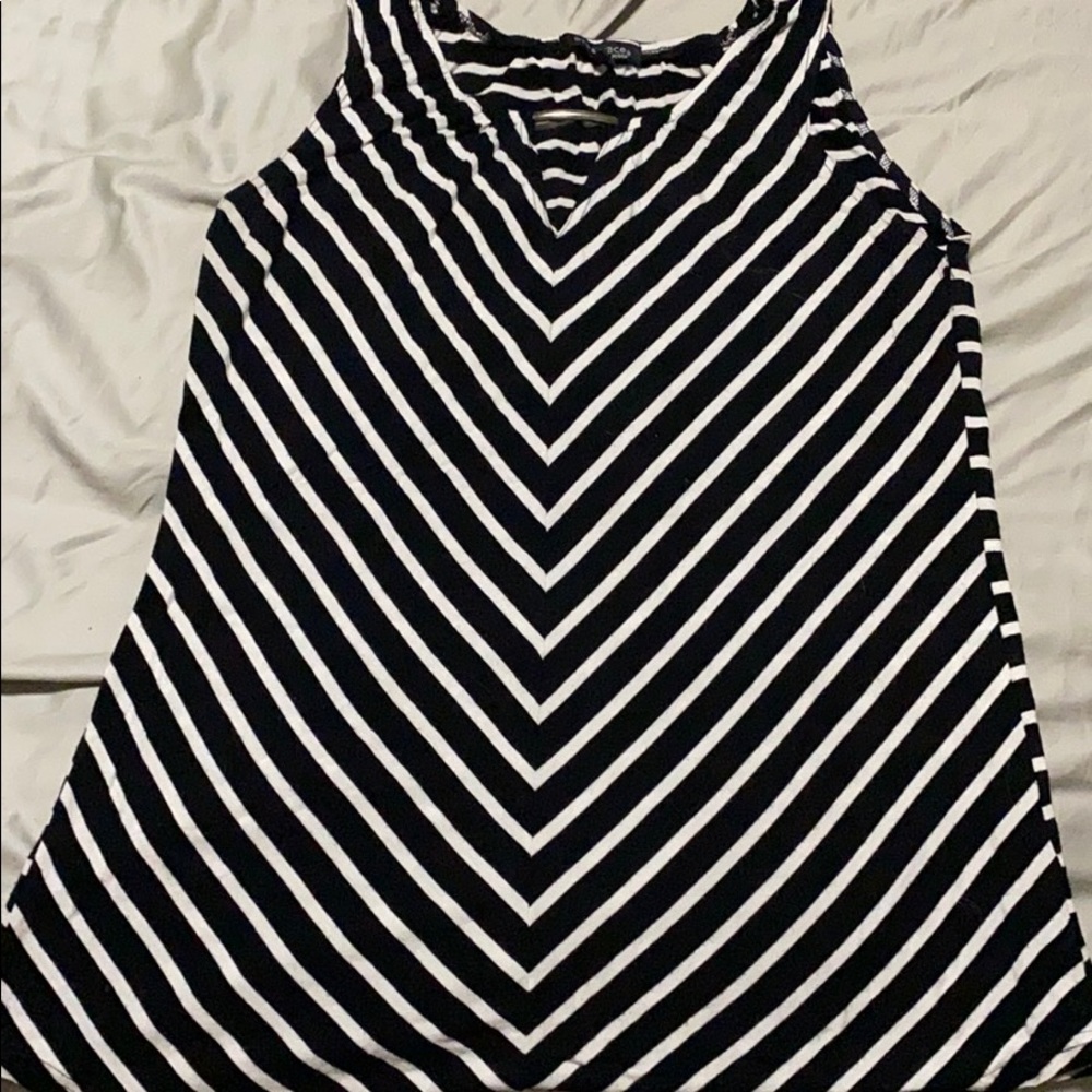 Ava & Grace Petite Tank Striped Black and White